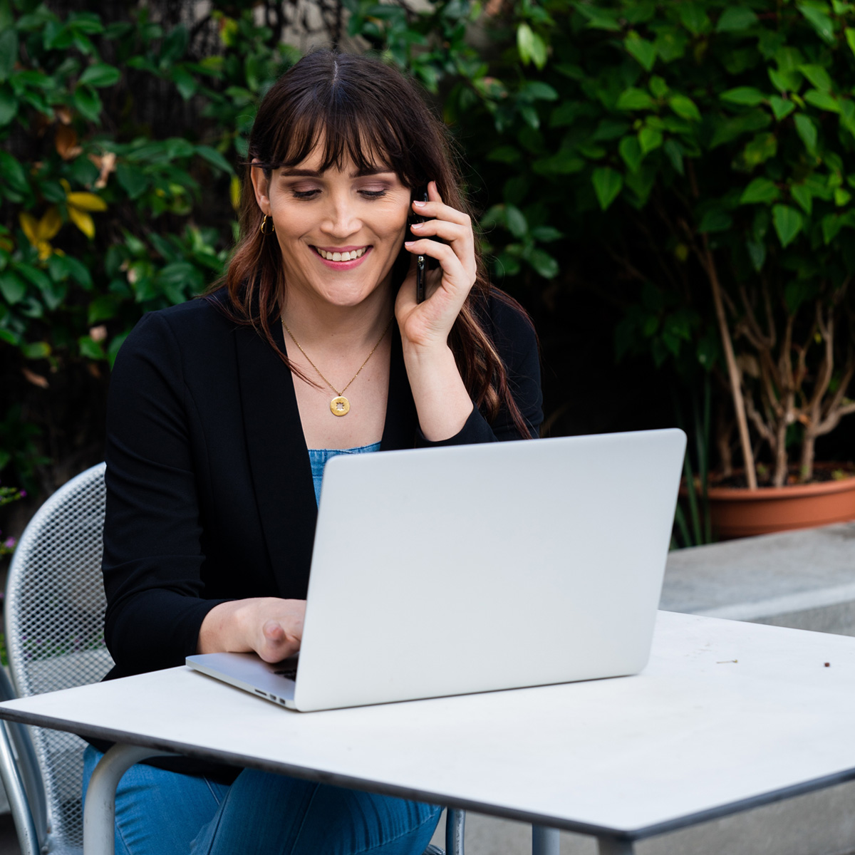 Woman on the phone with an SEO Strategist