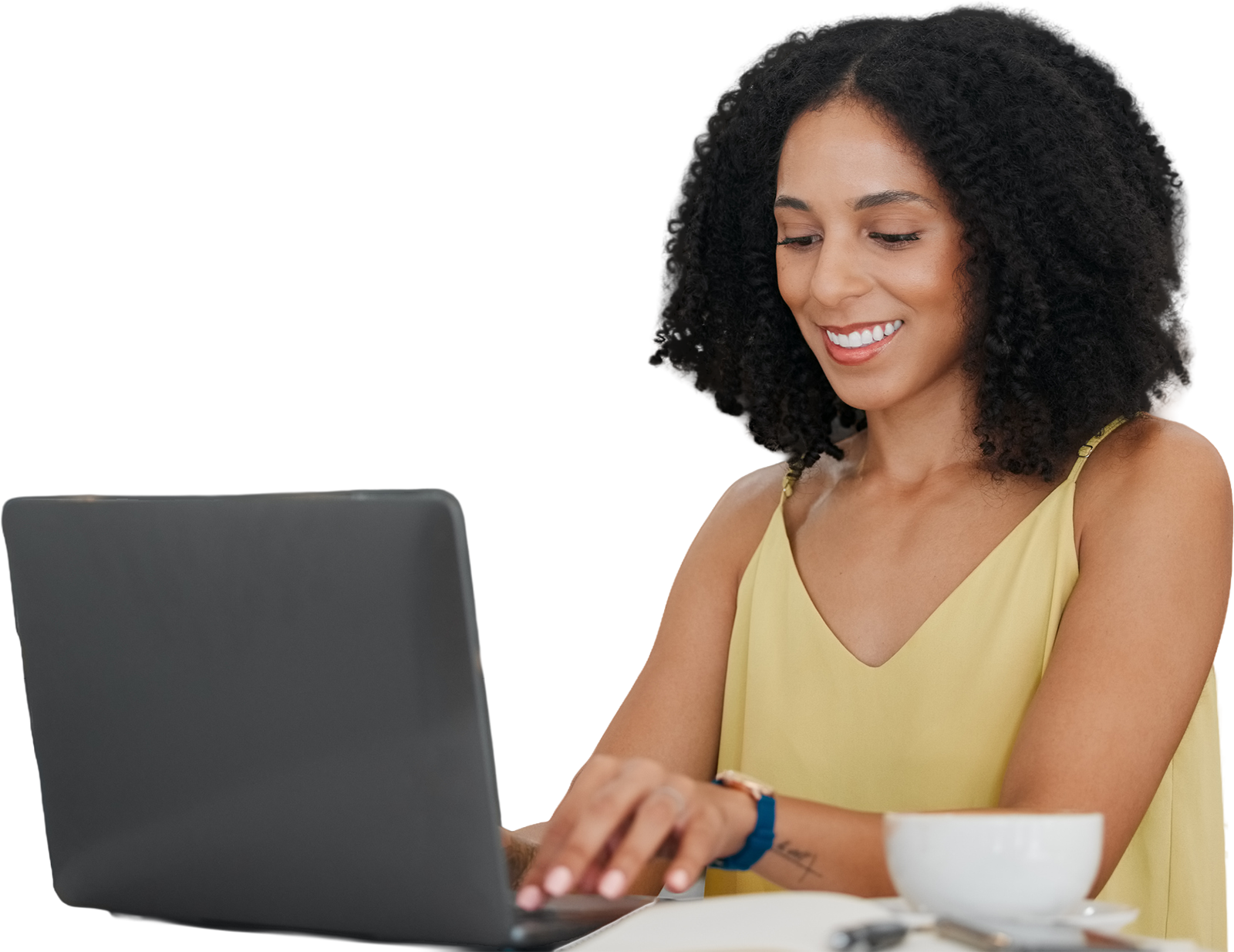 Woman on laptop studying for a new career